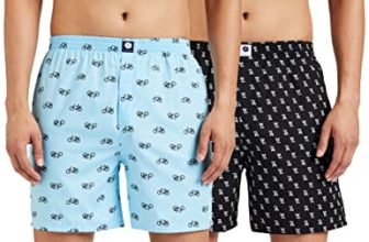 Amazon Brand – Symbol Men’S Printed Cotton Boxers (Pack Of 2)(Aw19Tbox38_Dk Grey/Brightsky_S) (Color & Prints May Vary)