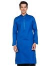 Manthan Men’s Kurta, Mandarin Collar Full Sleeves Ethnic Knee Length Kurta for Festival, Wedding, Party Cotton, (Blue – 11) (S)