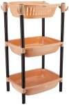 Amazon Brand – Solimo Three-Tier Multipurpose Plastic Rack For Kitchen, Living Room, Bathroom (Xl, Beige And Brown)