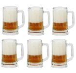 Yera Glass Beer Mug for Drinking Cocktail, Juice, Milkshake, Coke, Soda (340 ML); Pack of 6 – Bistro-BM360