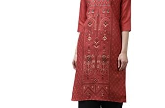 Aarika Women’S Cotton Regular Tunic Shirt (Kurti-W-Mg-9103_Red_L)