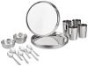 Amazon Brand – Solimo Stainless Steel Heavy Gauge Solid Dinner Set, 24 Pcs | Mirror Finish I Bhojan Thali Set I Dinnerware Set For Kitchen I Dishwasher Safe