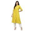 Stylum Women’s Block Printed Rayon A-Line Kurta (NOMICORN44_Lime Green, XXL)