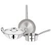 Bergner Tripro Triply Stainless Steel 4 Pc Cookware Set, 24 Cm Indian Wok/Kadai With Lid, 22 Cm Frypan, 16 Cm Tea Pan, Even And Fast Heating, Induction Bottom, Gas Ready, Silver