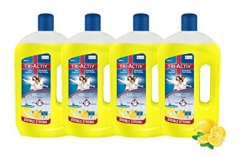 Tri-Activ Disinfectant Floor Cleaner |Double Strong | Half Cap Only | 10X Cleaning With 99.9% Germ Kill | Citrus Fragrance – Pack Of 4 (1000Ml X 4 Units)