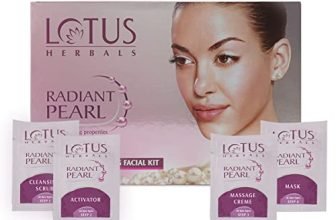 Lotus Radiant Pearl Facial Kit For Lightening & Brightening Skin With Pearl Dust & Green Tea, 4 Easy Steps, 37G(Single Use)