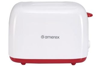 Amerex Krispy 2 Slice Pop-Up Toaster, 750 Watt, White Electric Toaster