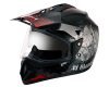 Vega Off Road Gangster ISI Certified Gloss Finish Full Face Dual Visor with Peak Helmet for Men and Women Outer Clear Visor and Inner Smoke Sun Visor(Black Red, Size:M)