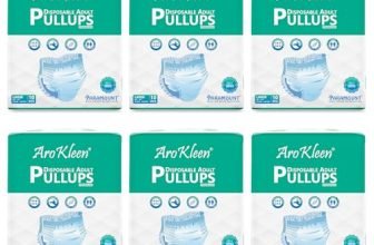 Arokleen Premium Adult Pull-Up Diaper Pants Large Size, 60 Count | Waist Size 75-140 Cm | 30″-55″ Inches | Unisex | High Absorbency | Leak-Proof Protection Pack Of 6