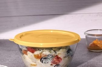 Iveo Borosilicate Glass Mixing And Serving Bowl, Microwave Safe Bowl With Lid Mix Max | For Mixing, Cooking In Oven | Serving Bowl | Storage Bowl With Lid | 1500 Ml, Round, 1 Pc, Yellow