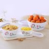 Cello Opalware Mixing Bowl Set With Premium Lid, Red Blossom, 3 Units, (500 Ml, 1000 Ml, 1500 Ml), White