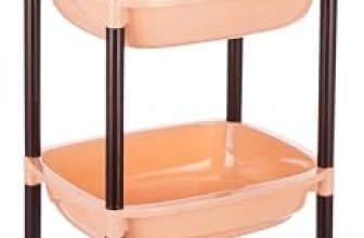 Amazon Brand – Solimo Four-Tier Multipurpose Plastic Rack For Kitchen, Living Room, Bathroom (Xl, Beige And Brown)