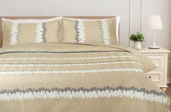 Bsb Home All-Weather Embroidered 3 Pcs Comforter Set With Pillow Shams- Light Weight Bedspread/Duvet/Quilt – Double, 150 Gsm | Beige & White