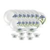La Opala Diva From Royal Iris Floral Classique Collection Opalware Dinner Set, 21 Pieces, White