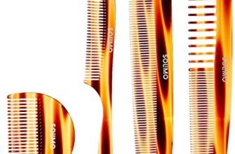 Amazon Brand – Solimo Handmade Brown Set Of 4 Combs 1 U-Shaped Fine-Tooth, 1 Curved-Handle, 1 Curved-Back Fine-Tooth 1 Curve-Edge All-Purpose Comb