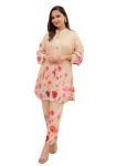 GRECIILOOKS Women’s Rayon A-Line Above The Knee Coord Set (GL-W1817_Cream_M)