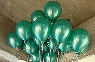Amfin® (Pack Of 50) Dark Green Metallic Balloons With Matching Curling Ribbon For Birthday Decoration, Decoration For Weddings, Engagement, 1St Birthday Party Decoration Items, Dark Green