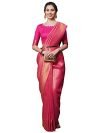 AKHILAM Women’s Silk Blend Woven Design Saree With Unstitched Blouse Piece(Pink_KUNT188006)