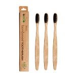 Beco Compostable Bamboo Toothbrush with Ultra-Soft Charcoal activated Bristles, 100% Natural & Eco-Friendly (Pack of 3)