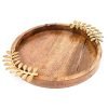 ADA Handicraft® Premium Mango Wood Handmade Round Serving Platter, Nested Serving Tray with Brass Designed – (Size:- 30 x 30 x 4cm)
