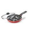 Judge By Prestige Non-Stick Paniarakkal 12 Pit With Glass Lid 24 Cm Diameter (Aluminium, Non-Stick)
