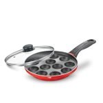 Judge By Prestige Non-Stick Paniarakkal 12 Pit With Glass Lid 24 Cm Diameter (Aluminium, Non-Stick)