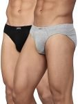 Levi’S Men’S Cotton Style #011 Comfort Regular Fit Solid Brief (Pack Of 2) (#011-Brief-Lt Gmel/Blk-P2_Light Grey Melange, Black_L)