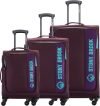 Stony Brook By Nasher Miles Classic Soft-Sided Polyester Luggage Set Of 3 Purple Trolley Bags (55,65&75Cm) Cabin & Check-In Set 4 Wheels – 28 Inch
