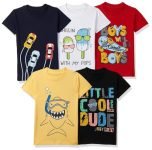 T2F Boy’s Solid Regular Fit T-Shirt (10_Multicolor 2 5 6 Years)