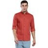 Dennis Lingo Men’s Solid Tomato Slim Fit Satin Lycra Casual Shirt with Concealed Button Down & Full Sleeves