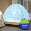 Classic Mosquito Net for Single Bed Foldable Machardani Polyester Strong 30GSM mesh, PVC Coated Steel Wire- Full Blue