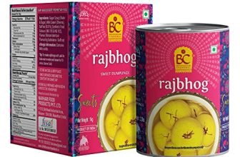 Bhikharam Chandmal Rajbhog Tin Sweets – Open & Eat – Indian Sweets – 1 Kg – Kesar Falvoured – 10 Pieces (Big Size)