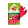 Scotch-Brite Rubber Heavy Duty Hand gloves for Dishwashing, gardening, kitchen cleaning ( Inner cotton lining for comfort), 1 Pair