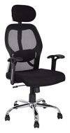 Townsville Prague Ergonomic Fabric Chair with Cushion and Fixed Arm (Black, 90 Kilograms)
