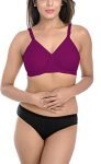 StyFun Bra Panty Set Combo for Women with and Breathable, Full Coverage Set, Cross Set, Non-Padded, Non-Wired, Pack of 1, Maroon, Cup- B, Size- 36