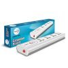 Wipro Premium Extension Board With 4 Universal Sockets & 1 Master Switch | Spike Guard with Indicator | 2 mtr long Cord | Overload Protection | Multiplug Powerstrip for Home, Office | Grey & White