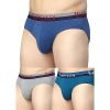 Van Heusen Men Briefs – Cotton Spandex – Pack Of 3 – Anti Bacterial, Colour Fresh, Moisture Wicking_10005_Grey Melange,Ocean Blue,Denim Melange_S