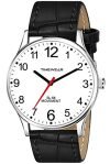 TIMEWEAR Analog White Number Dial Black Leather Strap Watch for Men