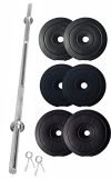 Fitbox Sports Home Gym – W/A Barbell Rod & Weigth Plates 20Kg (2Kg X 2 + 3Kg X 2 + 5Kg X 2), Black (9506)