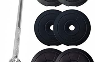 Fitbox Sports Home Gym – W/A Barbell Rod & Weigth Plates 20Kg (2Kg X 2 + 3Kg X 2 + 5Kg X 2), Black (9506)