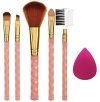 AY Makeup Brush Set of 5 and 1 Makeup Sponge Puff (colour may vary) | Face and Eye Makeup Brushes Set | For Cream, Liquid and Powder Formulation |