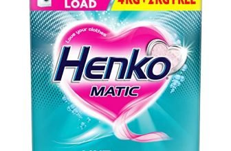 Henko Matic Front Load Detergent Powder 4Kg + 2Kg | Laundry Detergent Powder For Effectively Removes Tough Stains | Front Load Detergent Powder With Nano Fibre Lock Technology (4Kg + 2 Kg)