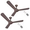 Havells Bianca Decorative Bldc 1200Mm Energy Saving With Remote Control 5 Star Ceiling Fan (Espresso Brown, Pack Of 2)