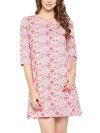 Clovia Women’s Cotton Floral Print Short Nightdress in Purple (NS1365P12_Purple_L)