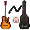 Juarez Lindenwood Acoustic Guitar Kit, 38 Inches Cutaway, 38C With Bag, Strings, Pick And Strap, 3Ts Sunburst