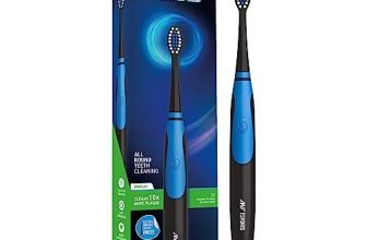 Ant Esports Alpha Lite Sonic Electric Toothbrush With 2 Brush Heads, Sonic Toothbrushes 28,000 Vpm, Ipx7, Ergonomic Designs, Aaa Powered 120 Days Battery Life, Ultra Soft Dupont & Vibrating Bristles, Smart Travel Power Toothbrush For Adult Men & Women – Black Blue