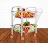 Jd Fresh 2 Tier Vegetable Stand For Kitchen Potato & Onion Stand For Kitchen Vegetable Trolley Basket For Storing Fruits & Vegetable, Onion Rack In Kitchen, Stainless Steel Vegetable Stand