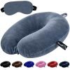 Billebon Premium Neck Pillow Eye Mask Combo Airplane Travel Pillow with Comfortable Velvet Sleeping Eyemask Head Rest Pillow & 30 Years Warranty (Grey Neck Pillow with Eye Mask)