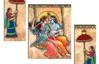Indianara Set Of 3 Radha Krishna Mdf Art Painting (3756Fl) Without Glass 4.5 X 12, 9 X 12, 4.5 X 12 Inch