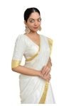 Yashika Women’s Cotton Silk Pongal Special South Indian Kerala White Saree with Blouse Piece (AZ-YS-OG ONAM-P
